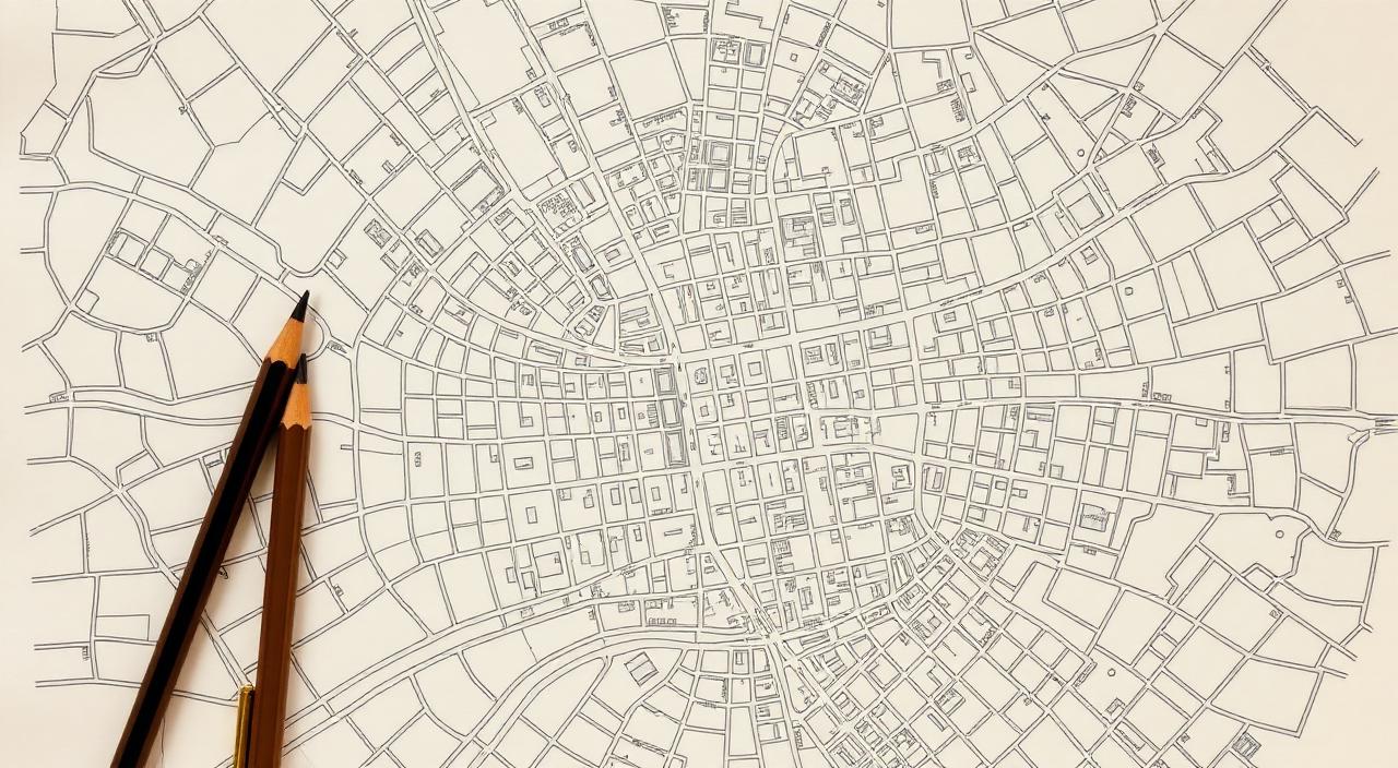 Map of a metro area marked with neighborhood pins beside a website wireframe, depicting safe programmatic city landing pages that avoid doorway penalties.